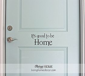 garage entry makeover, Garage entry door receives makeover using paint and a decal Happy door