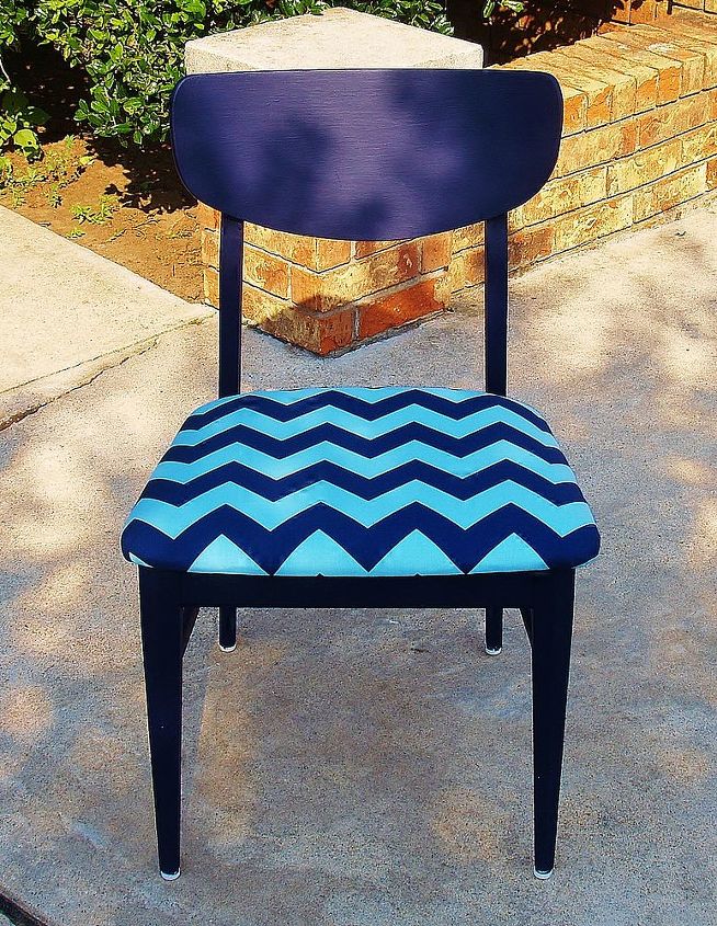 three different chair restyles with chevron, painted furniture, But the turquoise and navy was hard to resist