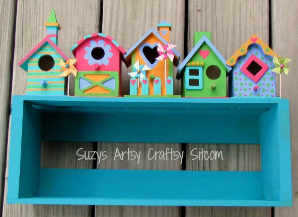 painted houses shelf, crafts, Painted houses colorful shelf
