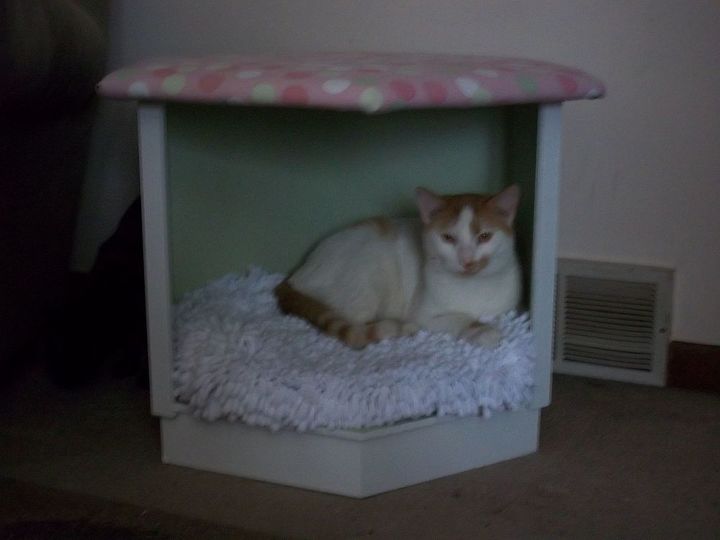 cat bed from a hexagon cabinet, painted furniture, pets animals, repurposing upcycling