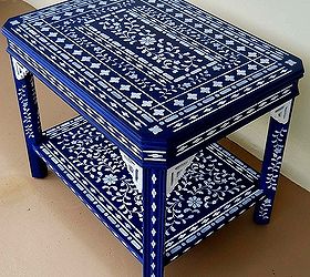 my blue stenciled table when a little stenciling is not enough, painted furniture