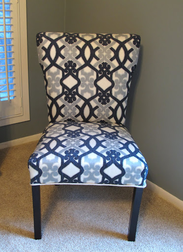 how to recover a parsons style chair, reupholster, I just recovered the front and when I was done I hammered the back panel back onto the chair