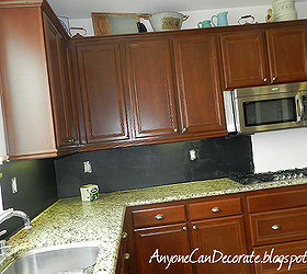 my 10 kitchen chalkboard backsplash, Chalkboard paint as I was painting you can see the white wall that was there before on the right I like the new contrast