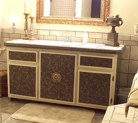 mind blowing make over of barn wood bath cabinets, bathroom ideas, diy, kitchen cabinets, painted furniture, woodworking projects, The make over was dramatic and the results were beautiful So the next time you feel compelled to do something with those old cabinets don t tear them out re do them