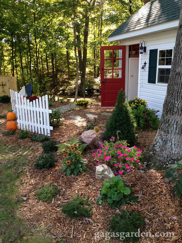 a teacher s dream garden shed, curb appeal, gardening, outdoor living, The landscaping completes the potting shed adornment