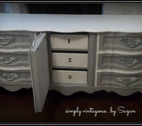 before and after french provincial annie sloan chalk paint, chalk paint, painted furniture, some details on interior drawers