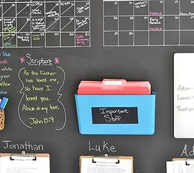 giant command center wall, organizing, wall decor, Organizing folders and using colored chalk in on my calendar helps me stay organized