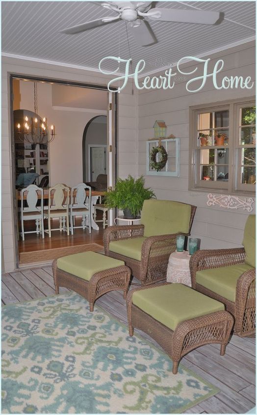 screen porch makeover, outdoor living, porches, Now the feel of our living area flows right through onto the screen porch Thanks for having a look my friends xo