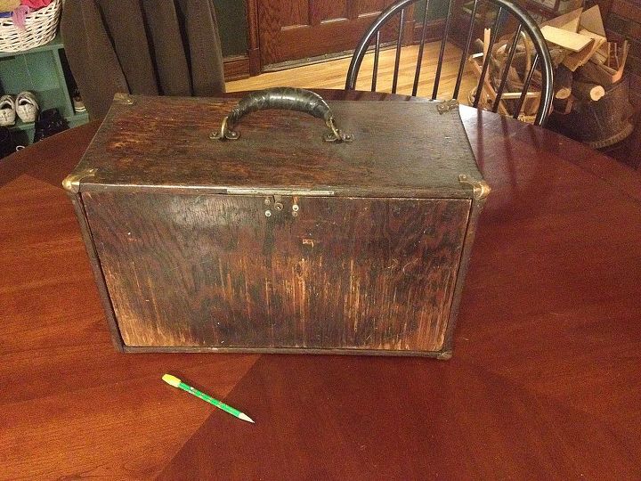 shabby old oak tool box actually a treasure chest, painted furniture, woodworking projects
