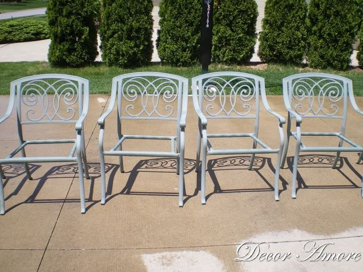 spraying new life into old patio furniture, painted furniture, Furniture before paint