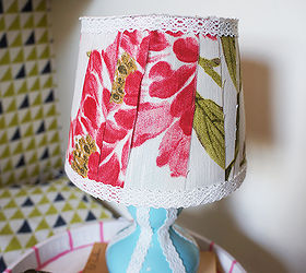 diy lamp with washi tape scrap fabric, crafts, lighting, repurposing upcycling, Shade of the lamp