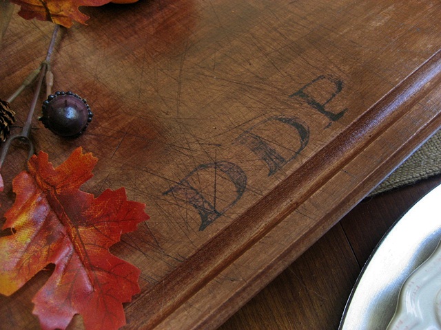 vintage wooden monogrammed serving board, crafts, home decor, repurposing upcycling, seasonal holiday decor, A vintage look monogram adds to the charm