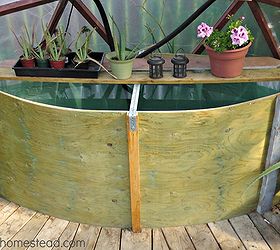 geodome greenhouse water tank, gardening, go green, We built the tank out of two 4 x 8 sheets of plywood