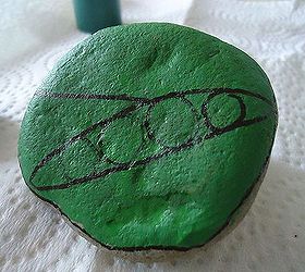 vegetable plant markers rock, crafts, I started with a simple design some green paint