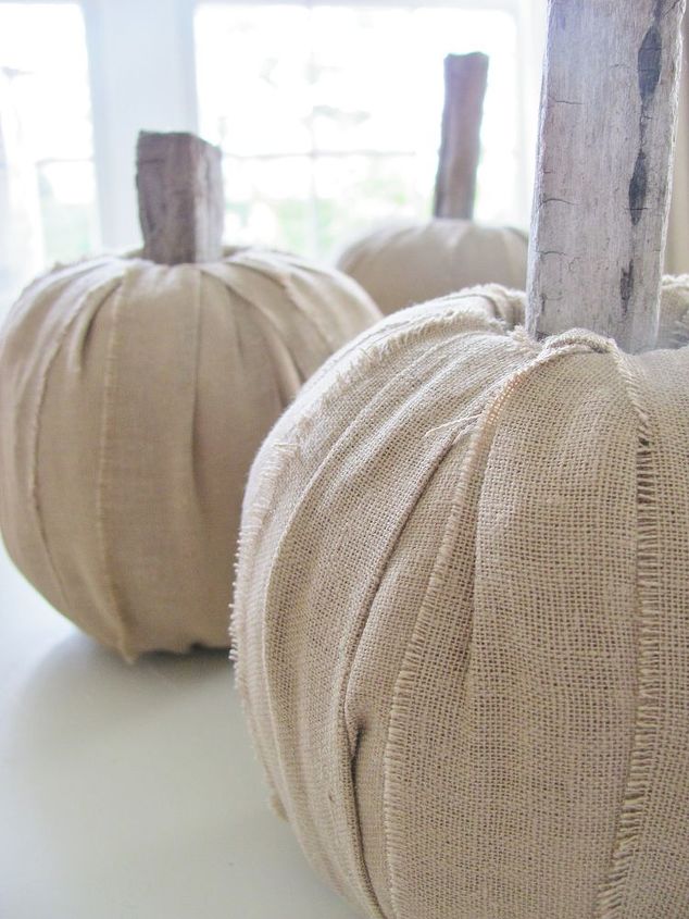 diy linen driftwood pumpkins, crafts, electrical, seasonal holiday decor