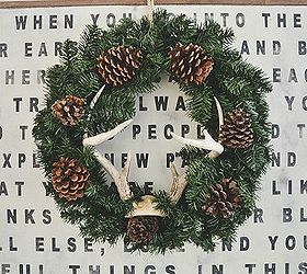 diy rustic pinecone wreaths, seasonal holiday d cor, one is a rustic pinecone greenery wreath with antlers