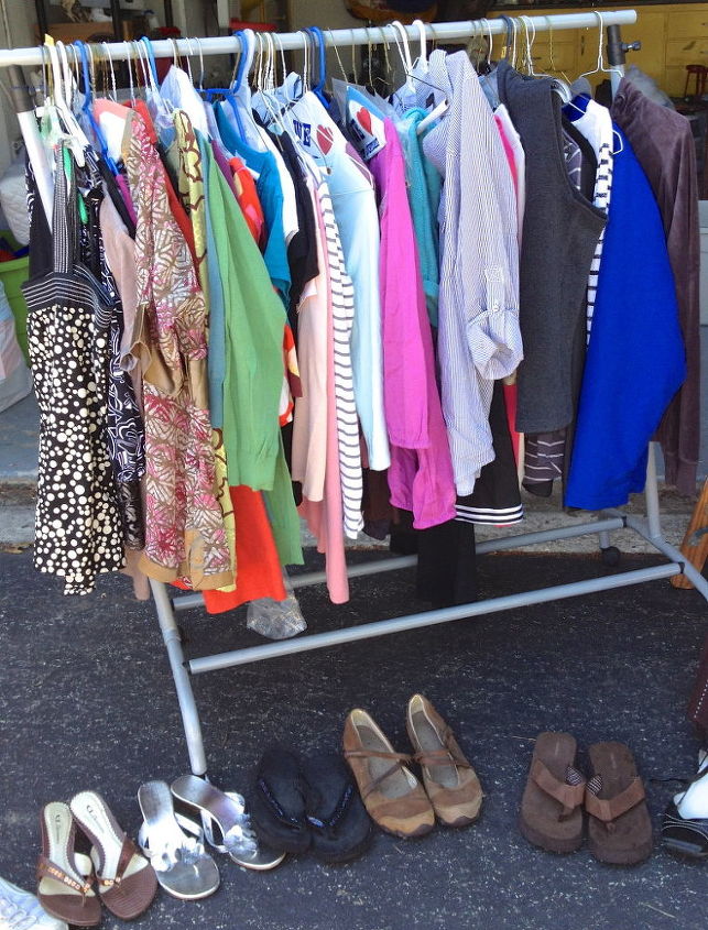 tips for a wildly successful yard sale, cleaning tips, Hang clothing on wardrobes so shoppers can easily look through your items