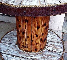 cable spool and old barrel table, painted furniture, repurposing upcycling, rustic furniture, completed table