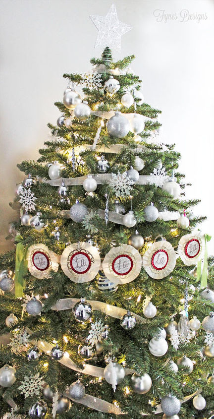 sights of the season from fynes designs, christmas decorations, seasonal holiday decor, fa la la la la Christmas tree banner made from ribbon and paper streamers