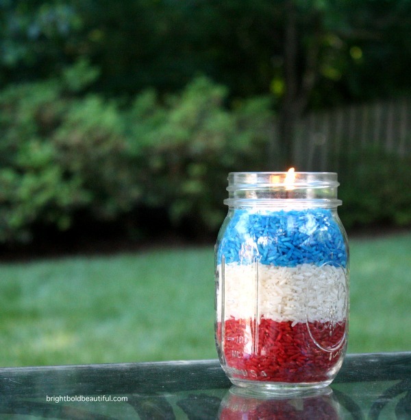 red white and blue votives fourth of july, crafts, mason jars, patriotic decor ideas, seasonal holiday decor