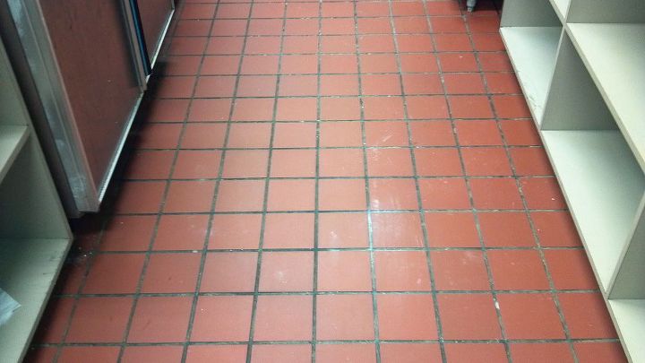 how to refinish a commericial tile floor to look like new, flooring, tile flooring, tiling, Commercial Tile Floor BEFORE