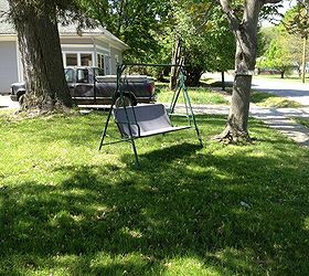 curbside find swing, outdoor furniture, outdoor living, painted furniture, repurposing upcycling