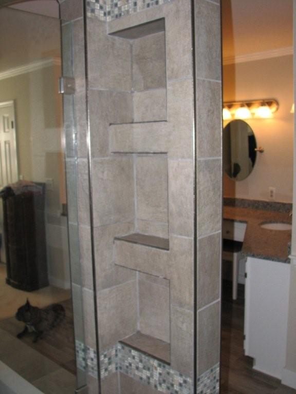beautiful custom master bathroom remodel, bathroom ideas, home decor, home improvement, Built in shower shelves