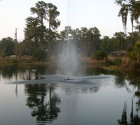 water feature on a natural pond, decks, landscape, outdoor living, ponds water features