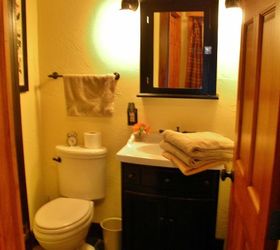 cozy cabin in the woods retreat and fallingwater, home decor, This one bathroom was enough for this little cabin It was updated yet charming