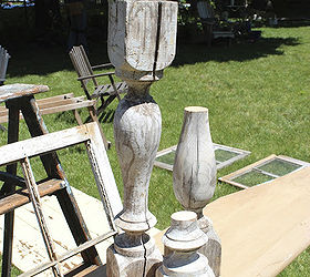 balustrade candle holders, crafts, repurposing upcycling, I found two old balustrades at a barn sale recently After cleaning them up a bit I cut one into 1 3 and 2 3 sections