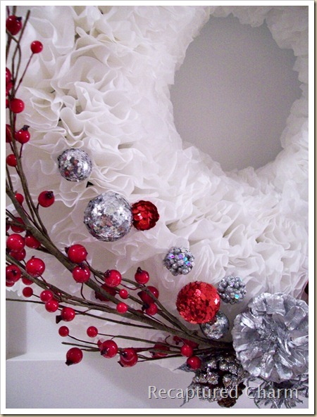 coffee filter christmas wreath, crafts, seasonal holiday decor, wreaths, White coffee filters with some added decorations of your choice