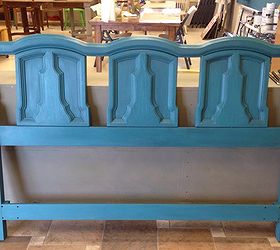 turquoise dresser, painted furniture, repurposing upcycling, queen headboard to match