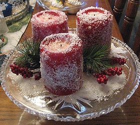 candle redo, crafts, seasonal holiday decor, Epsom salts covered candles for a little sparkle