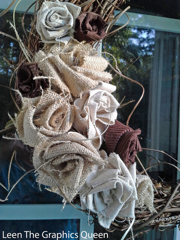 diy burlap rose wreath, crafts, wreaths