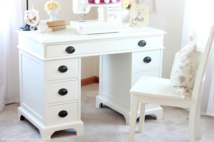 goodwill desk makeover, painted furniture