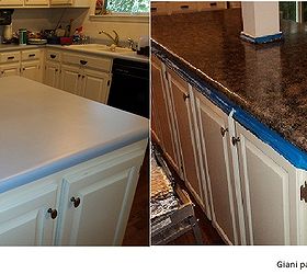 kitchen face lift on a budget, doors, home decor, kitchen backsplash, kitchen design, kitchen island, The counters Well we have A LOT of counter space which is great but not if you don t have 700 for new laminate or THOUSANDS for hard surface So we used a product called Giani and painted them I love it Very durable 120