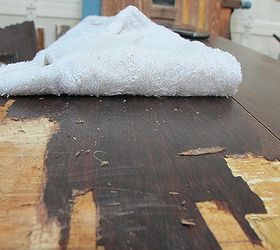 how to strip veneer no fumes no power tools easy, diy, how to, tools, woodworking projects, Laying the towel down it Was a very thick towel and dripping wet when I put it on the pieces