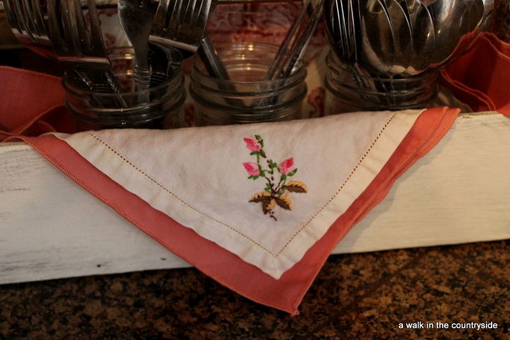from old tool tote to cutlery holder, repurposing upcycling, Change out the napkin to decorate for the season or holiday
