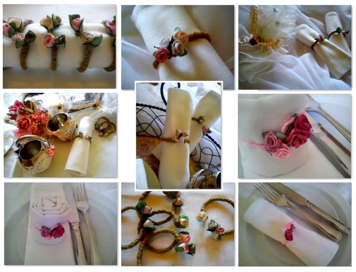 vintage rose napkin rings, crafts