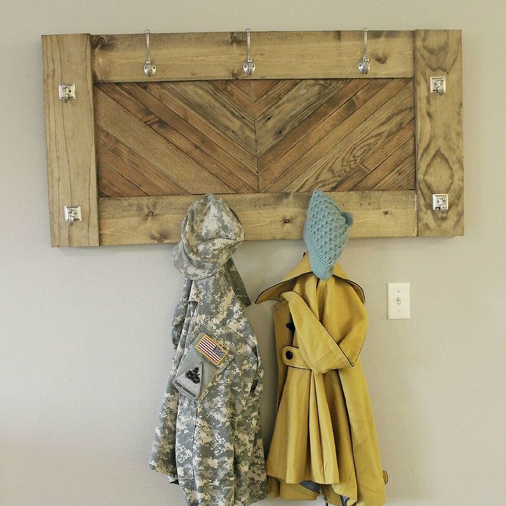 diy herringbone wall coat rack, diy, how to, storage ideas, woodworking projects