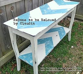 chevron accent table opposites attract, chalk paint, painted furniture, My after shot