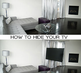 how to hide your tv with a curtain, home decor, painted furniture, Before and After