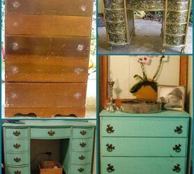 junk revival, chalk paint, painted furniture, An old dresser and desk are revived with a coat of chalk paint