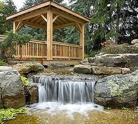 waterfall and gazebo transforms backyard, decks, outdoor living, patio, ponds water features, This pondless waterfall creates an ideal play area for the kids