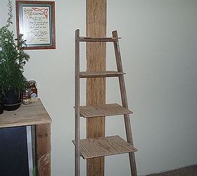 old ladder new bathroom shelves, bathroom ideas, repurposing upcycling, shelving ideas, Ladder after cleaning and some repairs with the shelves added