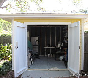 hipped roof shed, garages, outdoor living, roofing, Inside the shed with some items already loaded in