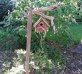 driftwood and a birdhouse what a great match, crafts, gardening