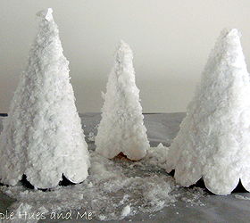 snow trees how to, crafts, seasonal holiday decor, Apply glue to cones and roll in snowflakes add more glue and roll in Epsom salt Allow to dry between coatings