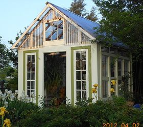 re purposed windows and doors, gardening, repurposing upcycling, Our greenhouse