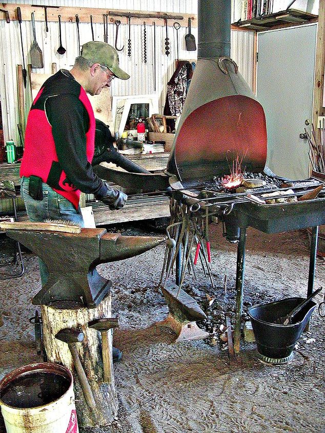 white oak studio designs open house snap shots, gardening, The Village Smithy My husband Gene at his forge gave traditional coal fired blacksmithing demos